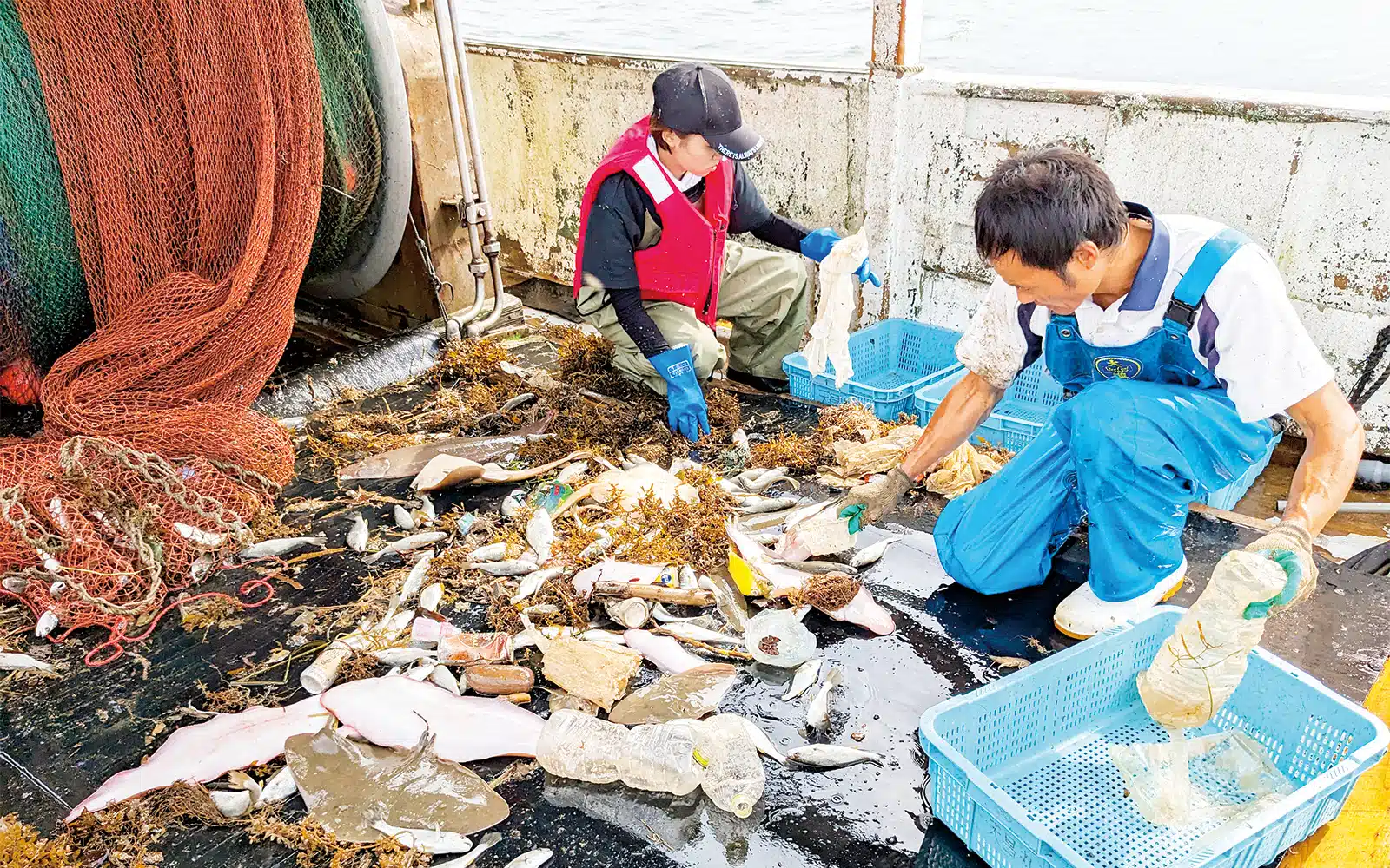 沿岸域の流動環境や海底形状を熟知している地元漁業者の協力のもと、薩摩半島・大隈半島の沿岸で実態把握の調査を行ない、海洋ごみの蓄積分布を定量的に明らかにしていく